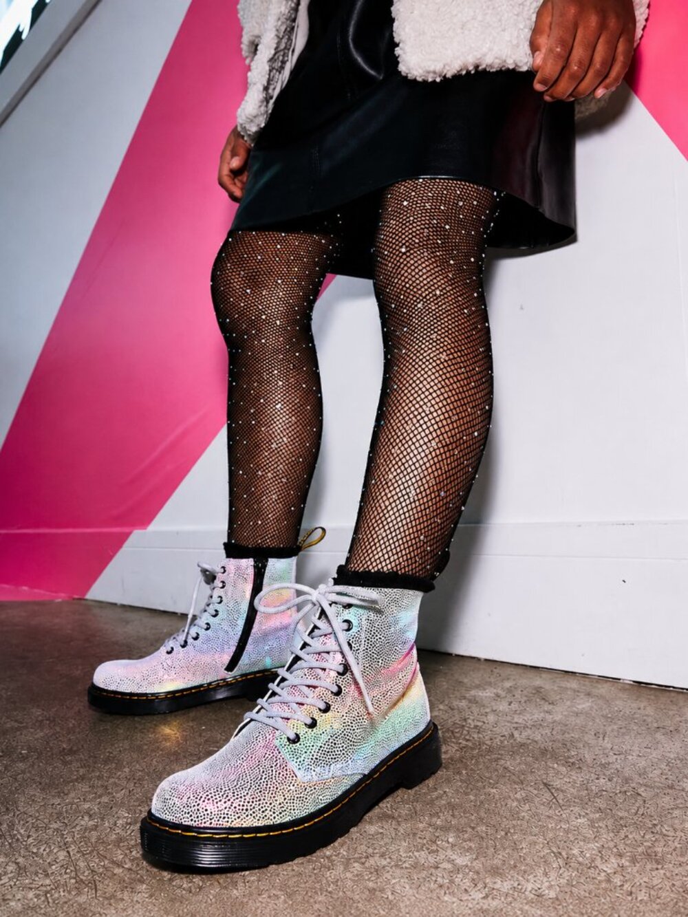 Dr Martens Junior 1460 Pascal Iridescent Lace Up Boots US 13 NWOT